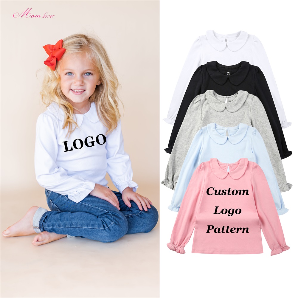 100% coton peigné Peter Pan col T-shirts enfants