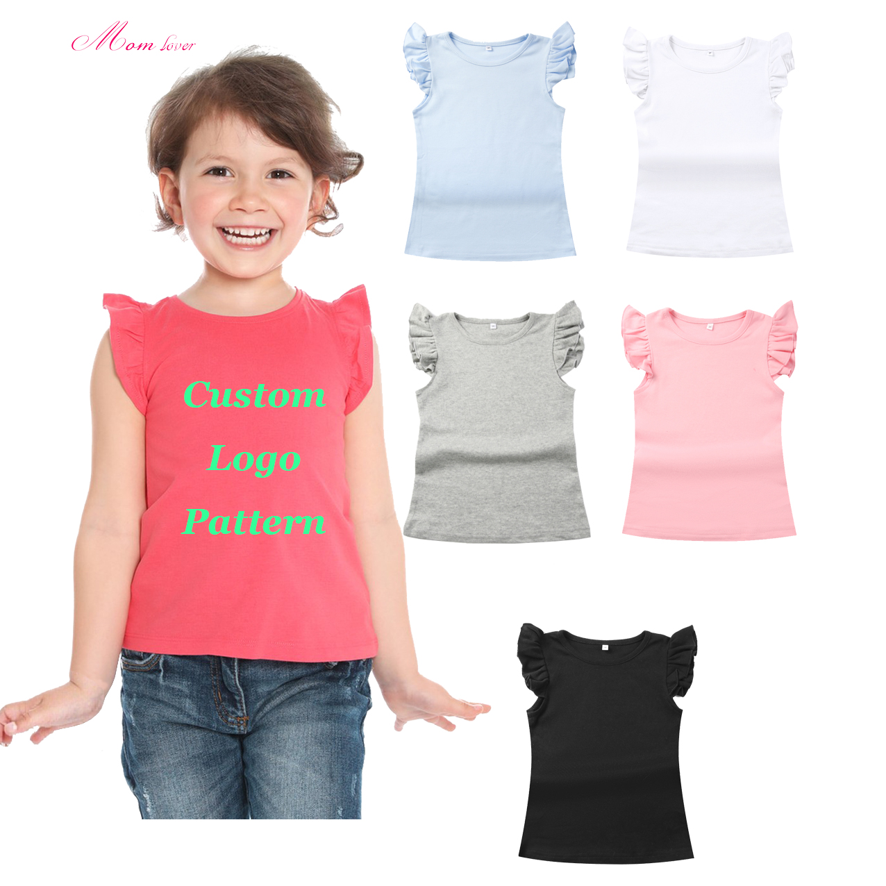 Ruffled Cuff T-shirt Blank Summer Shirt Short Sleeve T-shirts for Girls from Shijiazhuang Kuaite Clothing Co., Ltd