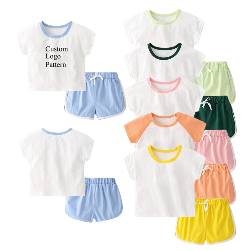 कस्टम ओएम कपास स्पेन्डेक्स केटा बच्चाको कपडा सेटहरू