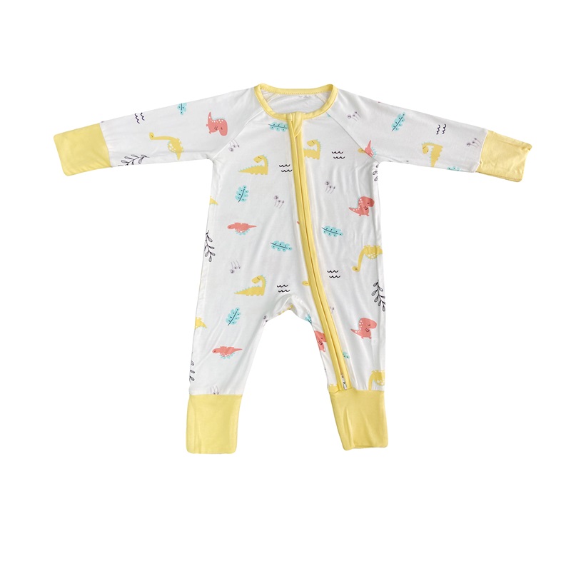 Бамбук Baby Rompers Zipper Footie Пижама Convertible Romper