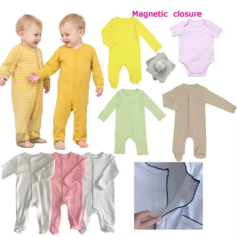 Personnalisé 100% coton bébé magnétique Snap Onesie