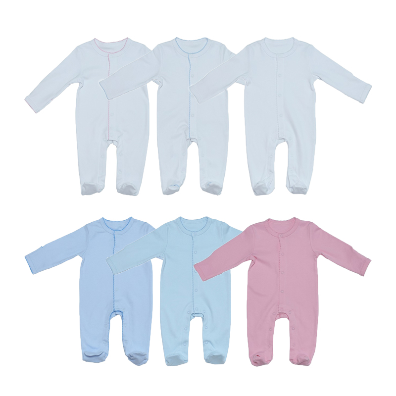 Picot Trim жаңы туулган үйгө келген кийимдер Babies Onesie Romper Set