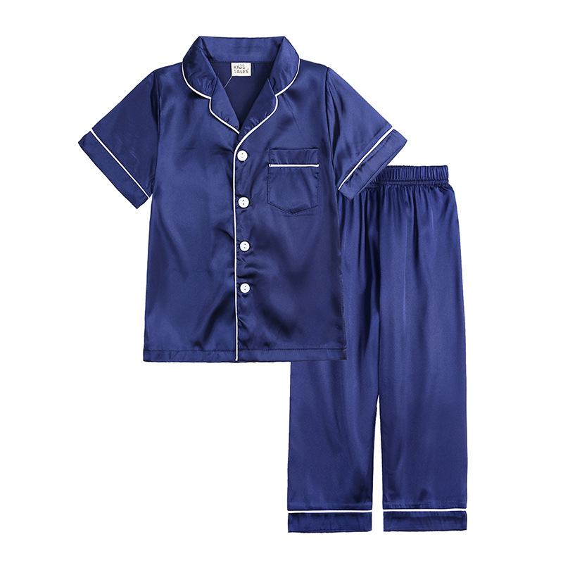 Custom Logo Satin Kids’ Pajamas Set Multiple Colors Available
