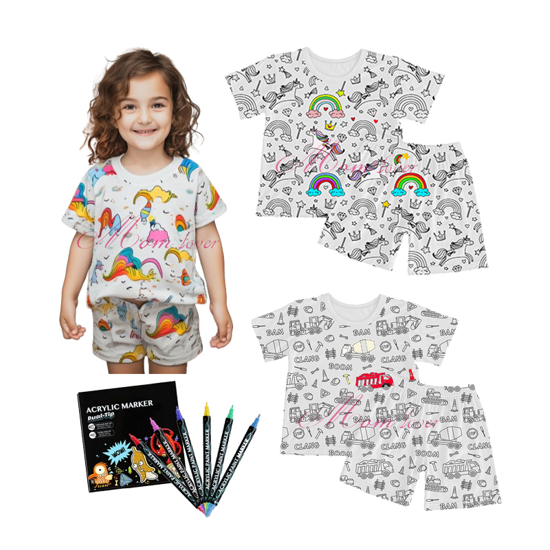 [Kids Cartoon Graffiti Pajamas Diy Colouring Pajiama Sets from Shijiazhuang Kuaite Clothing Co., Ltd]