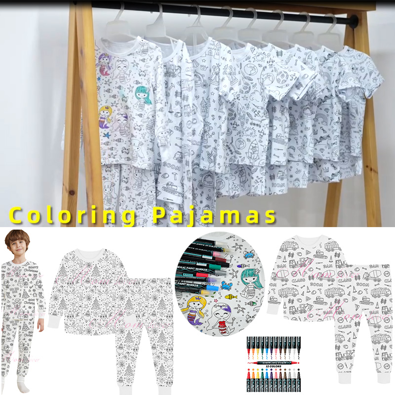 Балдардын түстүү пижамасы 3-8 жаштагы балдар кыздар пижамасы