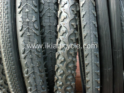 Black Bike Tire with Kinds Flowers