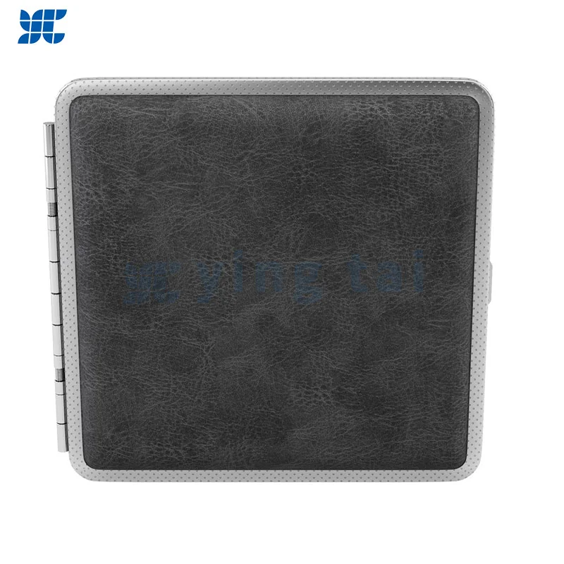 Metal wallet with leather stickers Soft leather pasted on the surface of the wallet Hot pressed leather factory