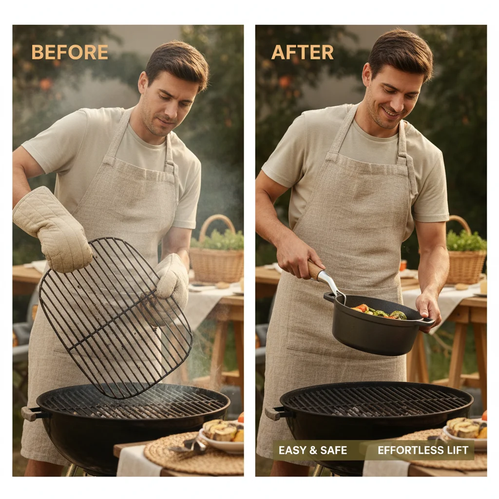 Professional BBQ Grate Lifter for Safe Grill Maintenance