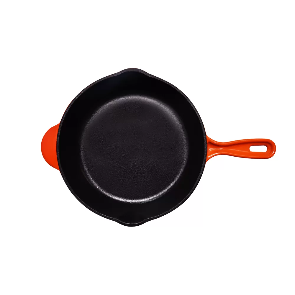 Enameled Round 8 Inch Pre-Seasoned Cast Iron Frying Pan