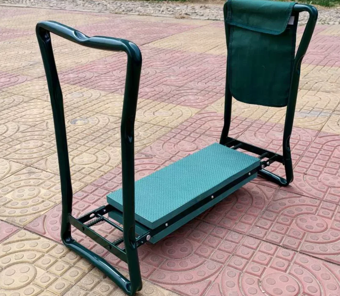 Garden kneeler and seat tool storage integration