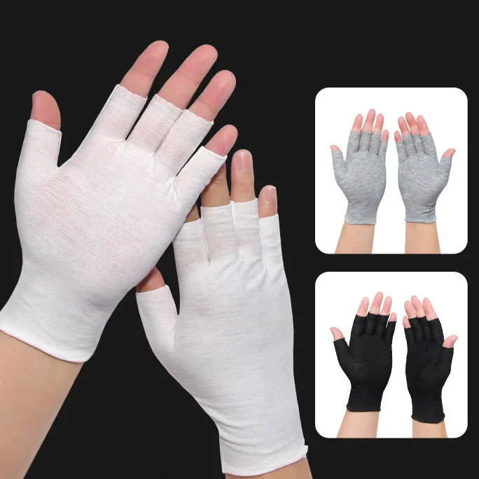 Gants noirs sans doigts en coton pour peaux sensibles et sèches qui démangent, gants hydratants pour soulager l’eczéma, soins quotidiens de la peau
