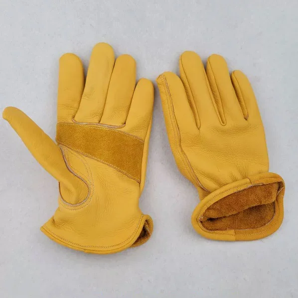 Customizable Full Grain Leather Gloves Reinforced Palm OEM Work Safety Gloves with Logo Printing for Outdoor Industrial