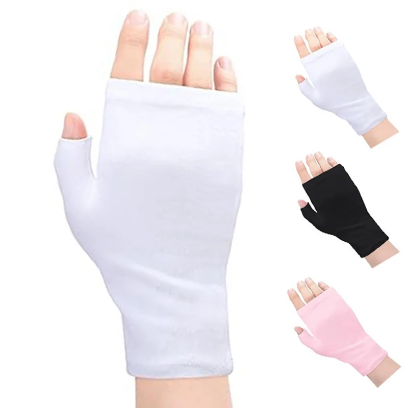 Gants hydratants en coton | Gants de sommeil demi-doigts pour les mains sèches et le soulagement de l’eczéma