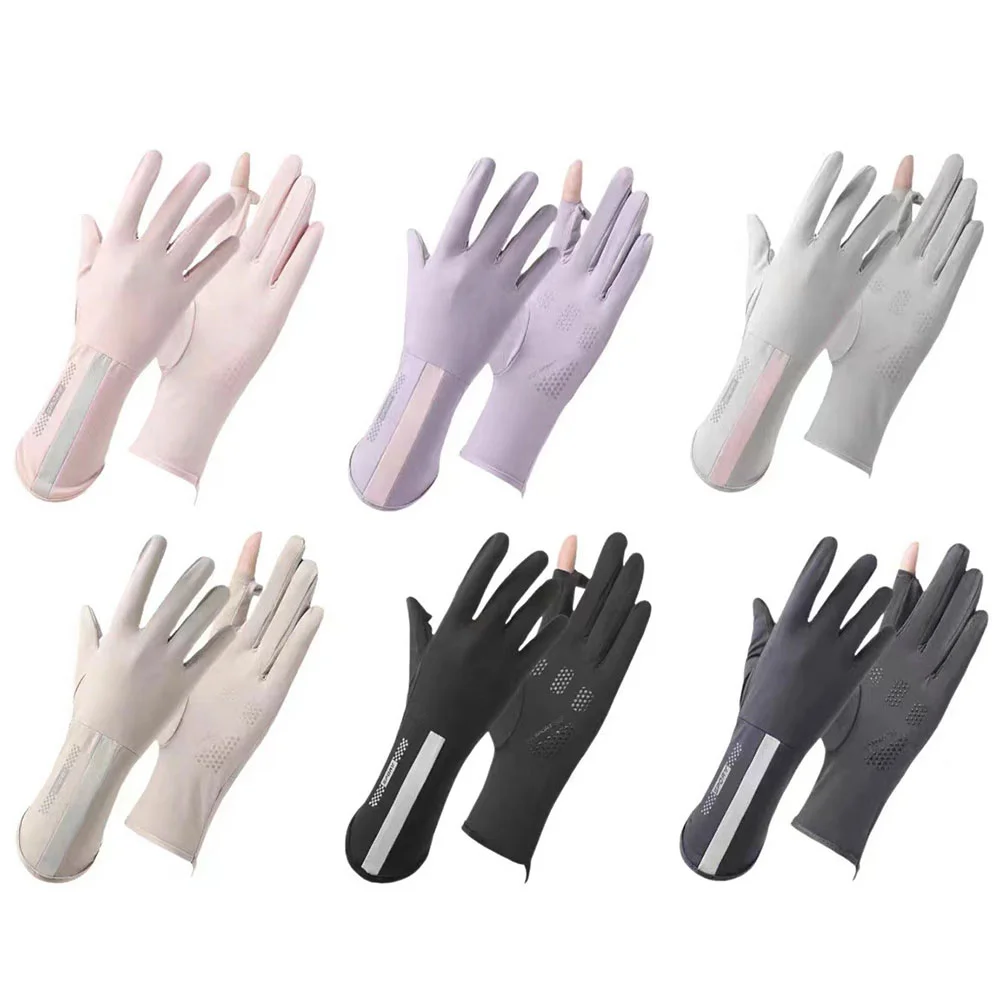 Gants longs UV sans doigts, Design à rabat, gants de Protection solaire pour femmes, conduite en plein air, Protection des mains anti-uv