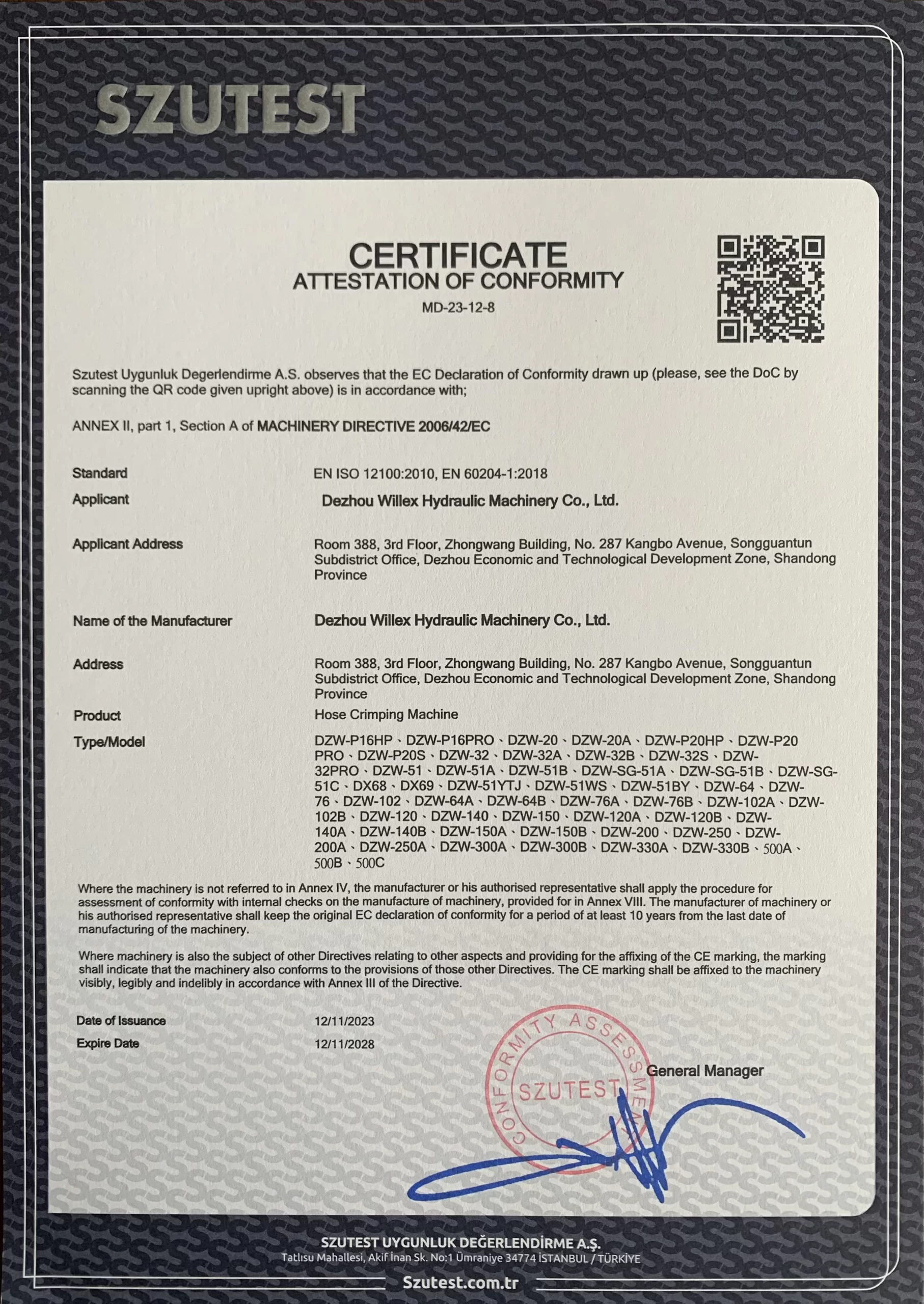 hydraulic hose crimping machine manufacturer