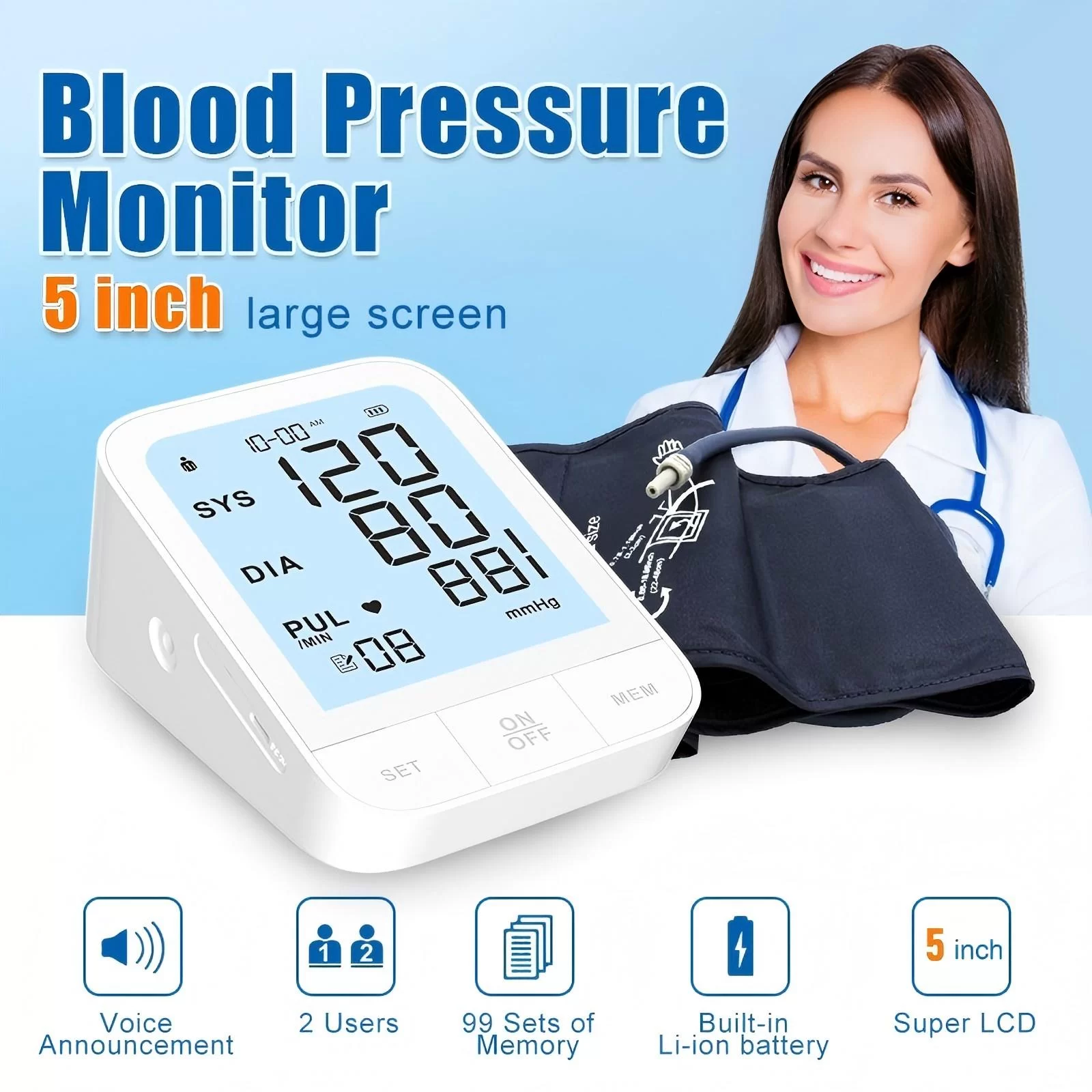 Smart Automatic Digital Upper Arm Blood Pressure Monitor