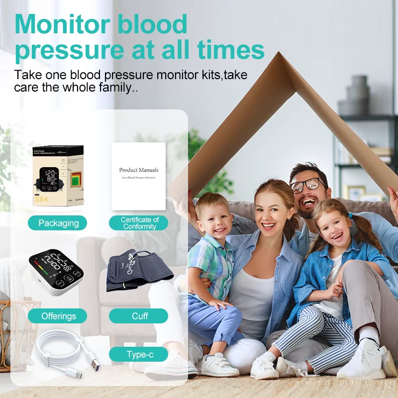 جهاز قياس ضغط الدم الرقمي الذكي من أعلى الذراع مع سوار كبير