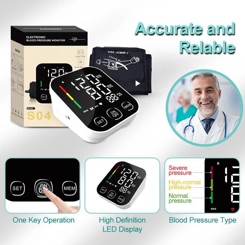 جهاز قياس ضغط الدم الرقمي الذكي من أعلى الذراع مع سوار كبير