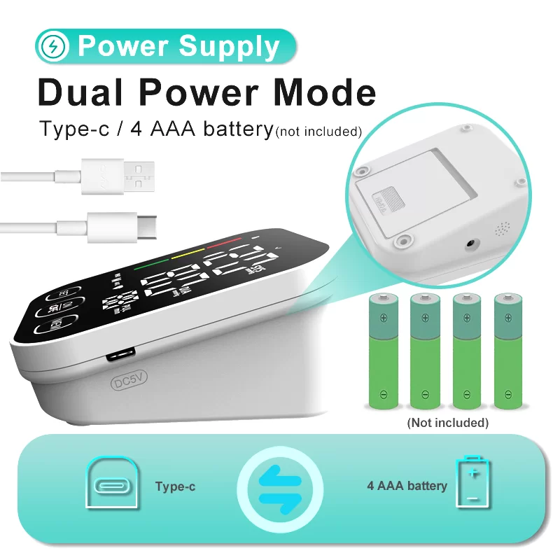 جهاز قياس ضغط الدم الرقمي الذكي من أعلى الذراع مع سوار كبير
