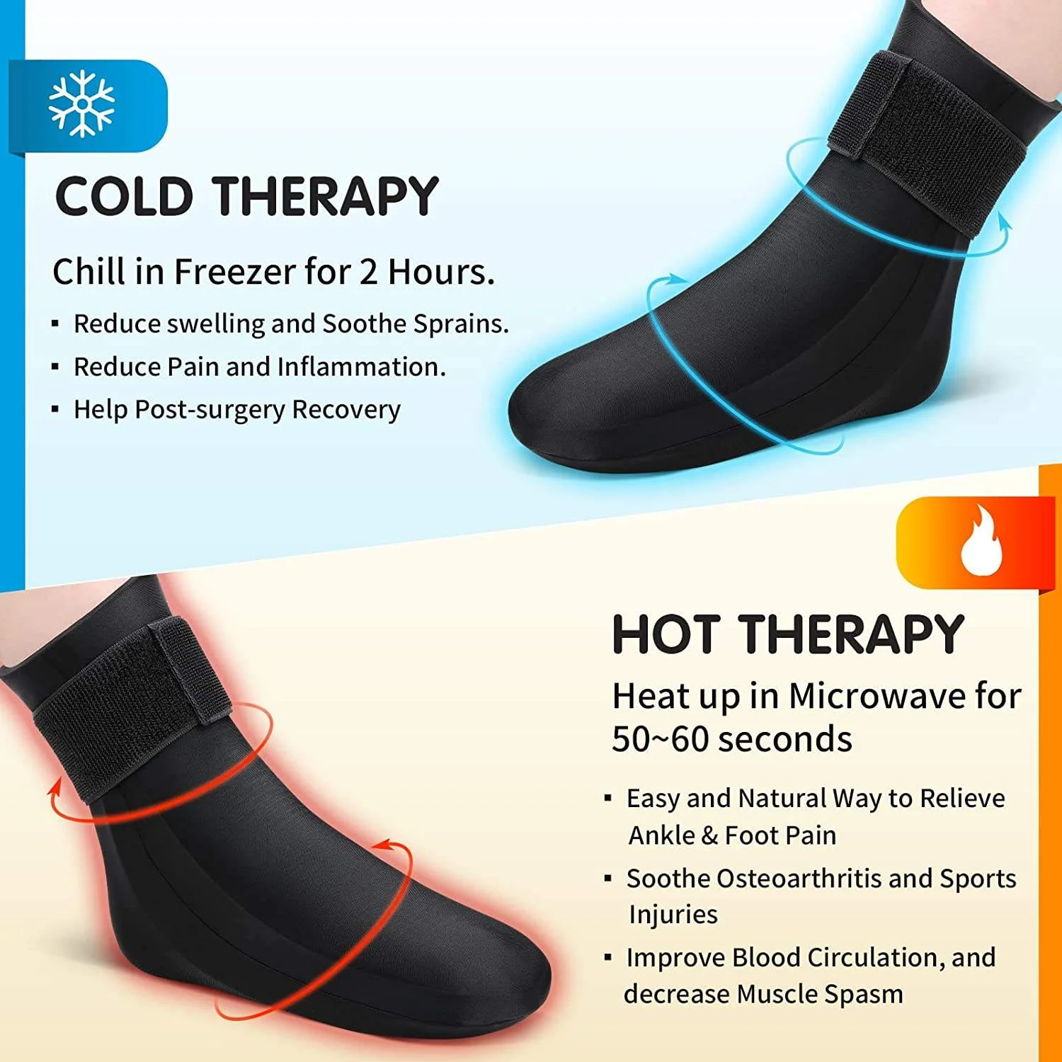 Hot & Cold Gel Therapy Sock Pain Relief for Foot, Heel & Ankle