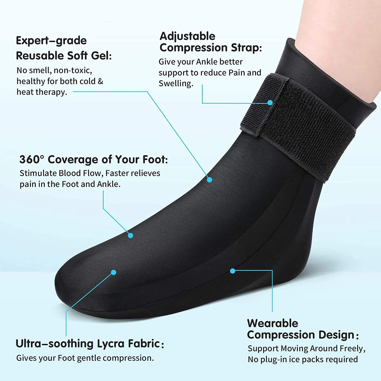Hot & Cold Gel Therapy Sock Pain Relief for Foot, Heel & Ankle