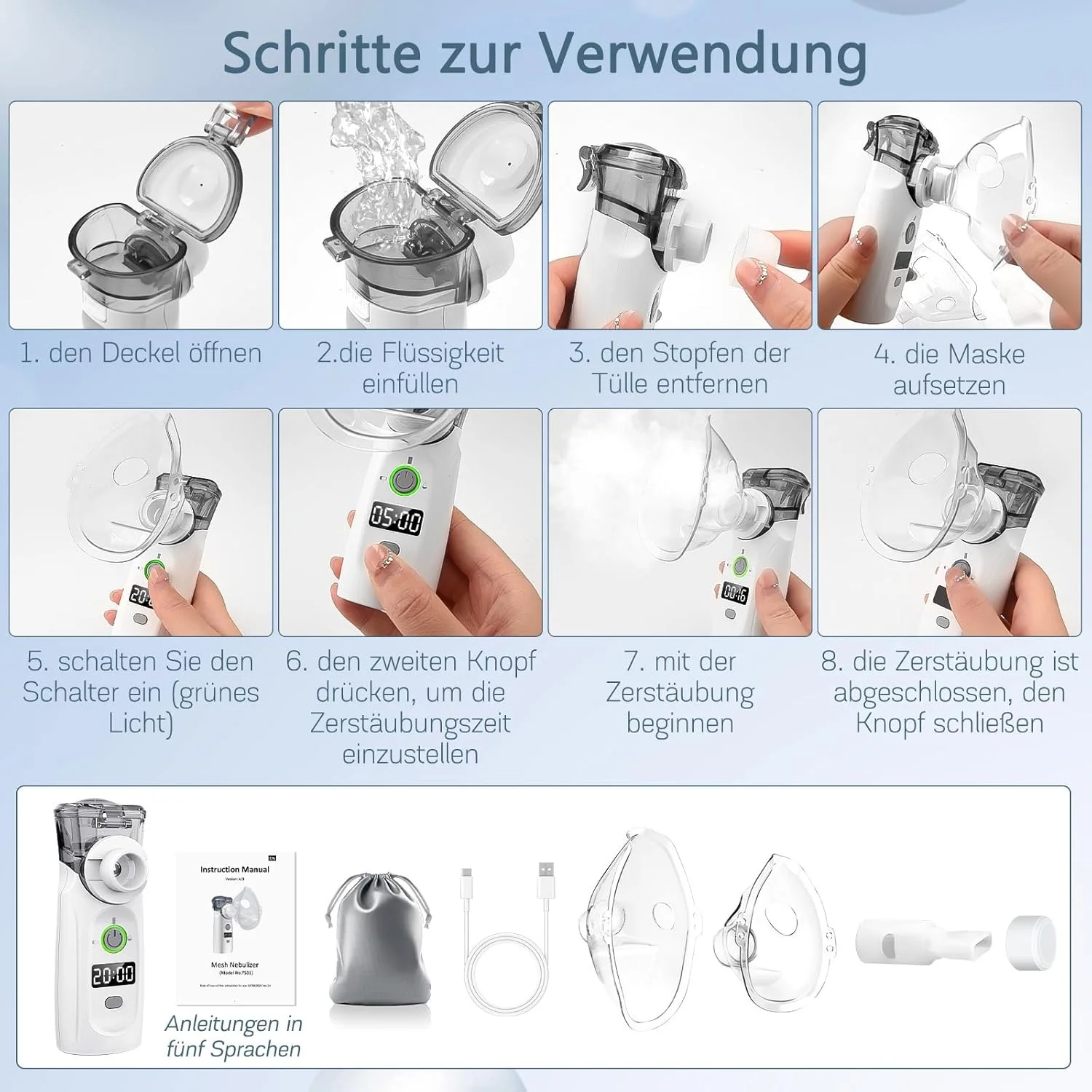 Portable Handheld Nebulizer for Respiratory Therapy
