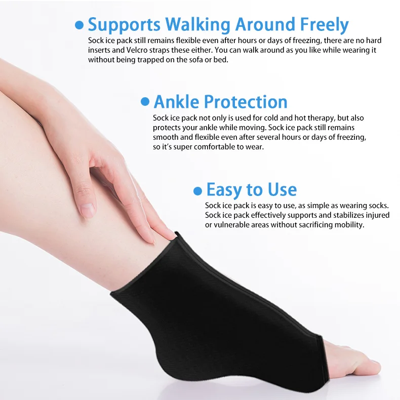 Ice Compression Sleeve for Ankle & Foot Targeted Cooling Relief for Swelling & Pain