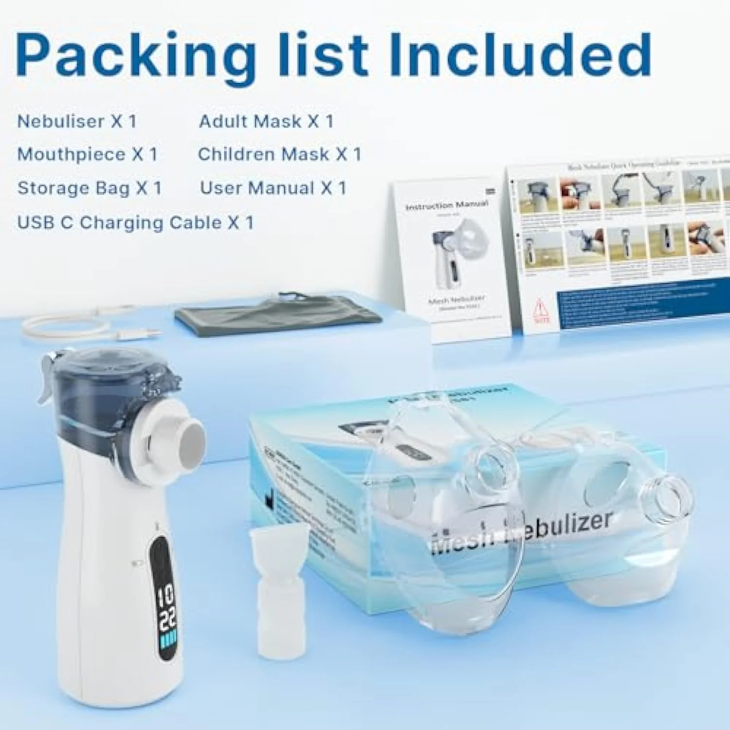 Quiet, Efficient & Travel-Friendly Handheld Mesh Nebulizer