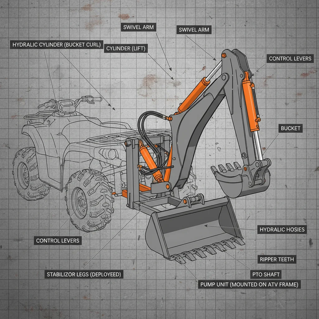 Precision Engineered Backhoe Attachments for ATV Systems