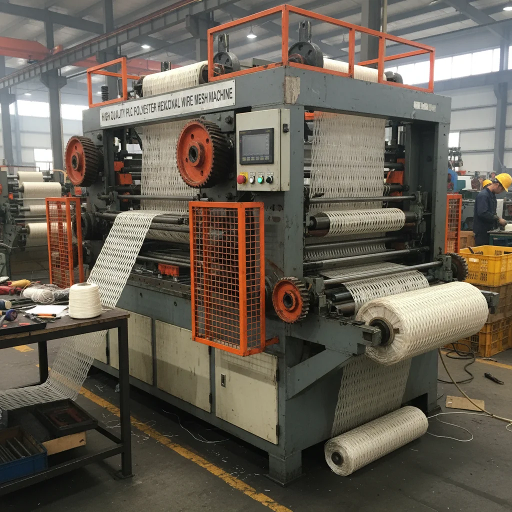 High Quality PLC Polyester Hexagonal Wire Mesh Machine Guide