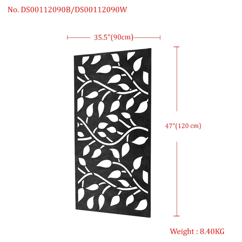 Black Aluminium Botanical Decorative Screen – Durable Weather-Resistant for Home & Garden