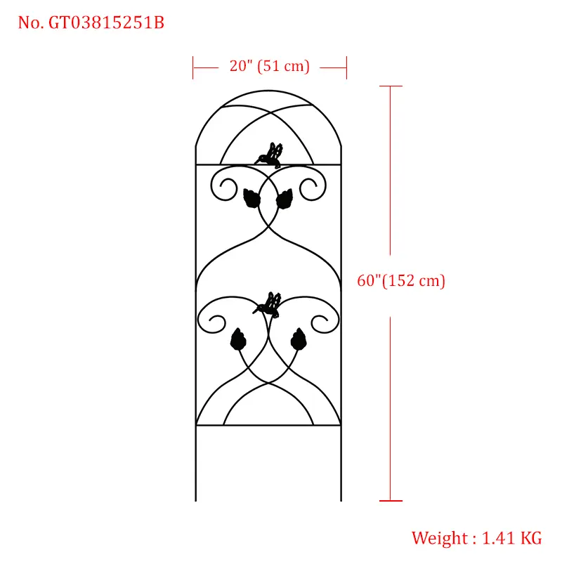 Metal Garden Trellis, Black Coated Rustproof Metal Trellis Outdoor, Trellis for Climbing Plants for Roses, Vine Cucumbers, Vegetables, Flower Support