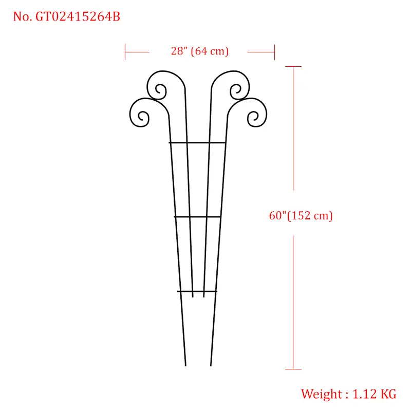 Wave Shape Black Metal Trellis for Climbing Plants Indoor & Outdoor, Garden Trellis for Houseplants Flowers Vine Ivy