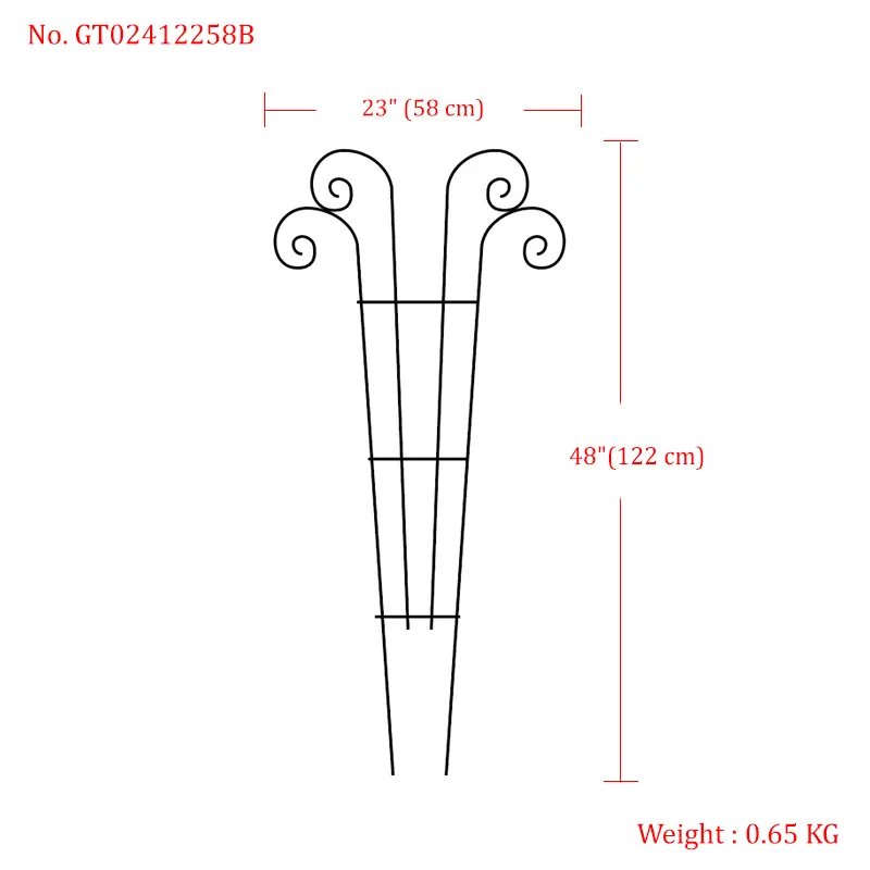 Wave Shape Black Metal Trellis for Climbing Plants Indoor & Outdoor, Garden Trellis for Houseplants Flowers Vine Ivy