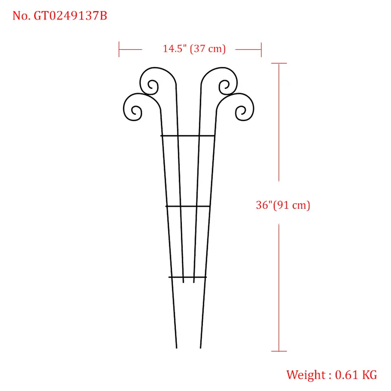 Wave Shape Black Metal Trellis for Climbing Plants Indoor & Outdoor, Garden Trellis for Houseplants Flowers Vine Ivy
