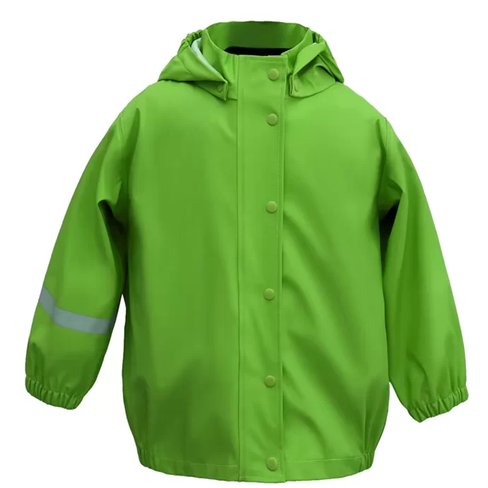 Basic Green PU Rain Jacket for Kids