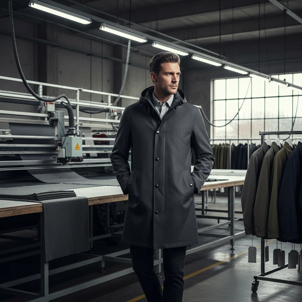 Premium mens 3 4 length raincoat with hood for Urban Commuters