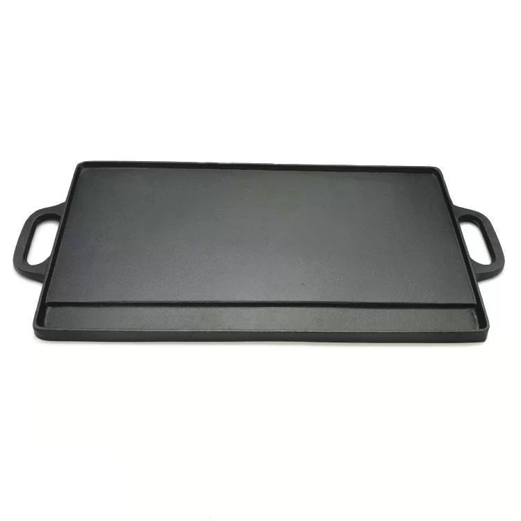 14 Inch Cast Iron Non Stick Griddle Pan For Gas Stove Top