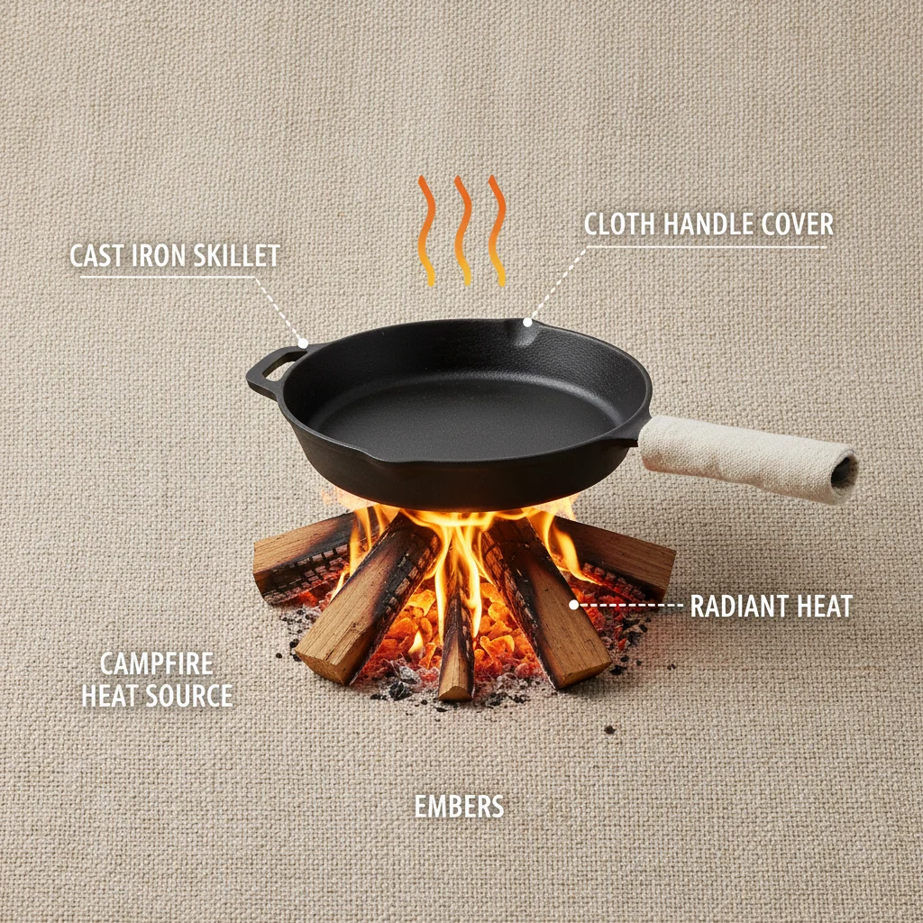 Experience the Timeless Tradition of a Cast Iron Skillet on Campfire