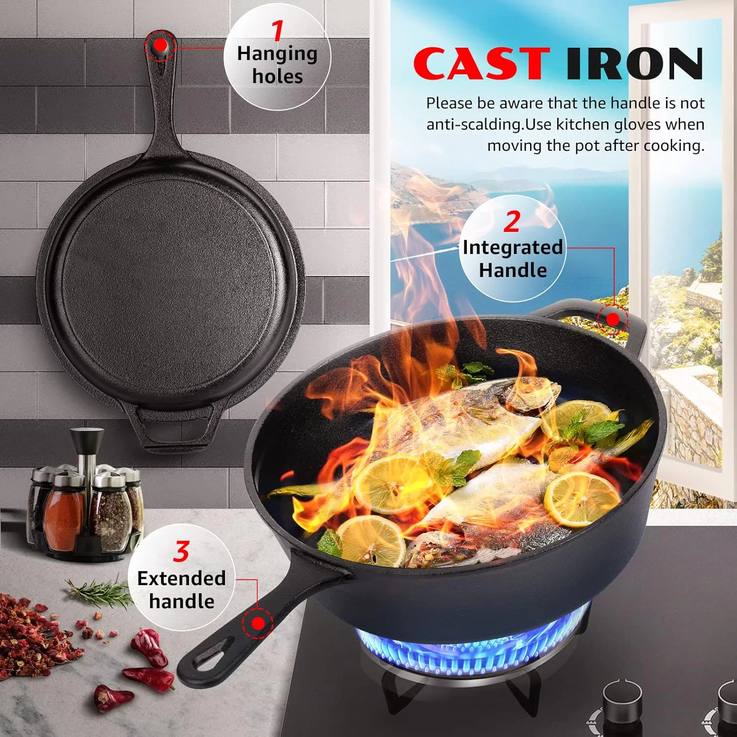 Bếp kết hợp gang 3,2 lít