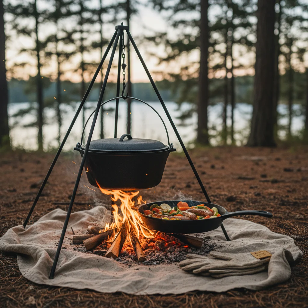 Experience the Timeless Tradition of Cast Iron Cooking Over Campfire