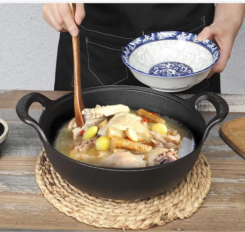 Kapaklı ve Saplı 8 İnç Dökme Demir Wok