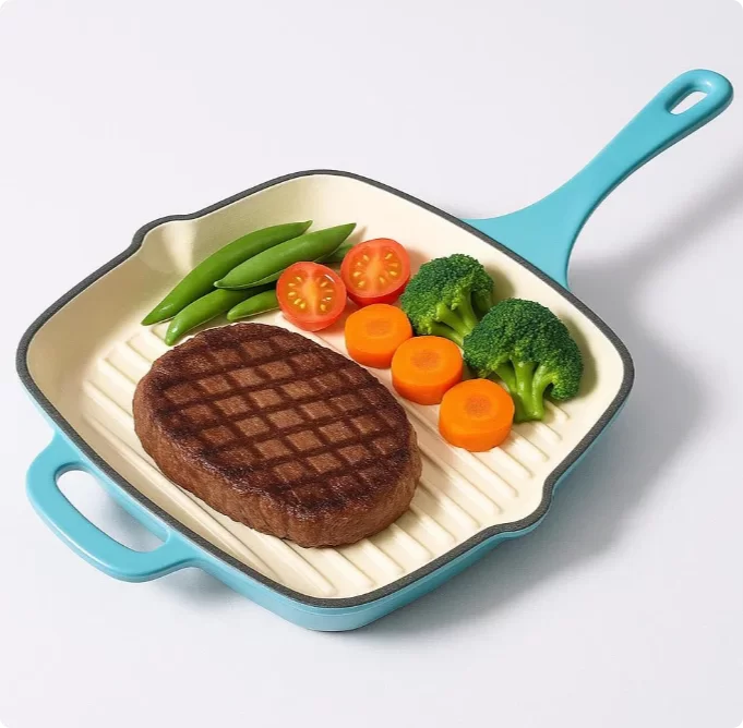 11인치 사각 주철 에나멜 그릴 플레이트