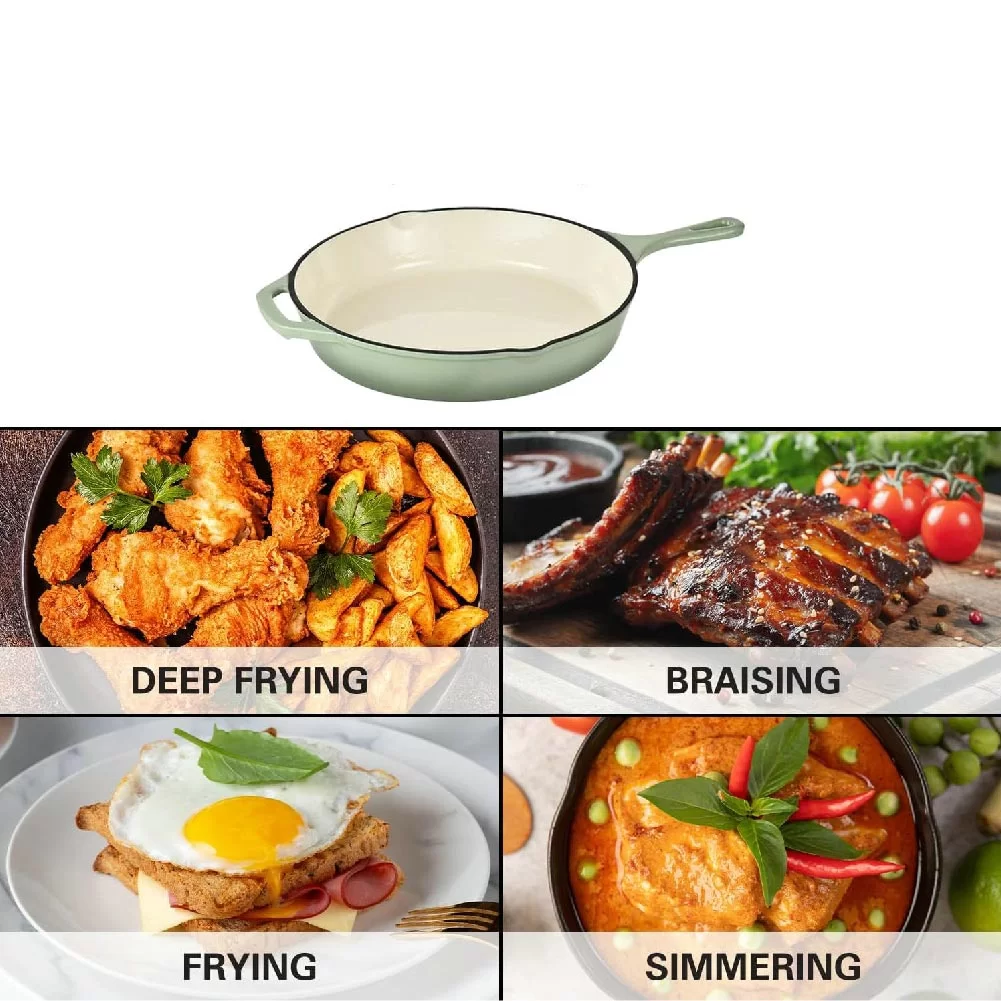 Chảo gang tráng men 12 inch có vòi rót