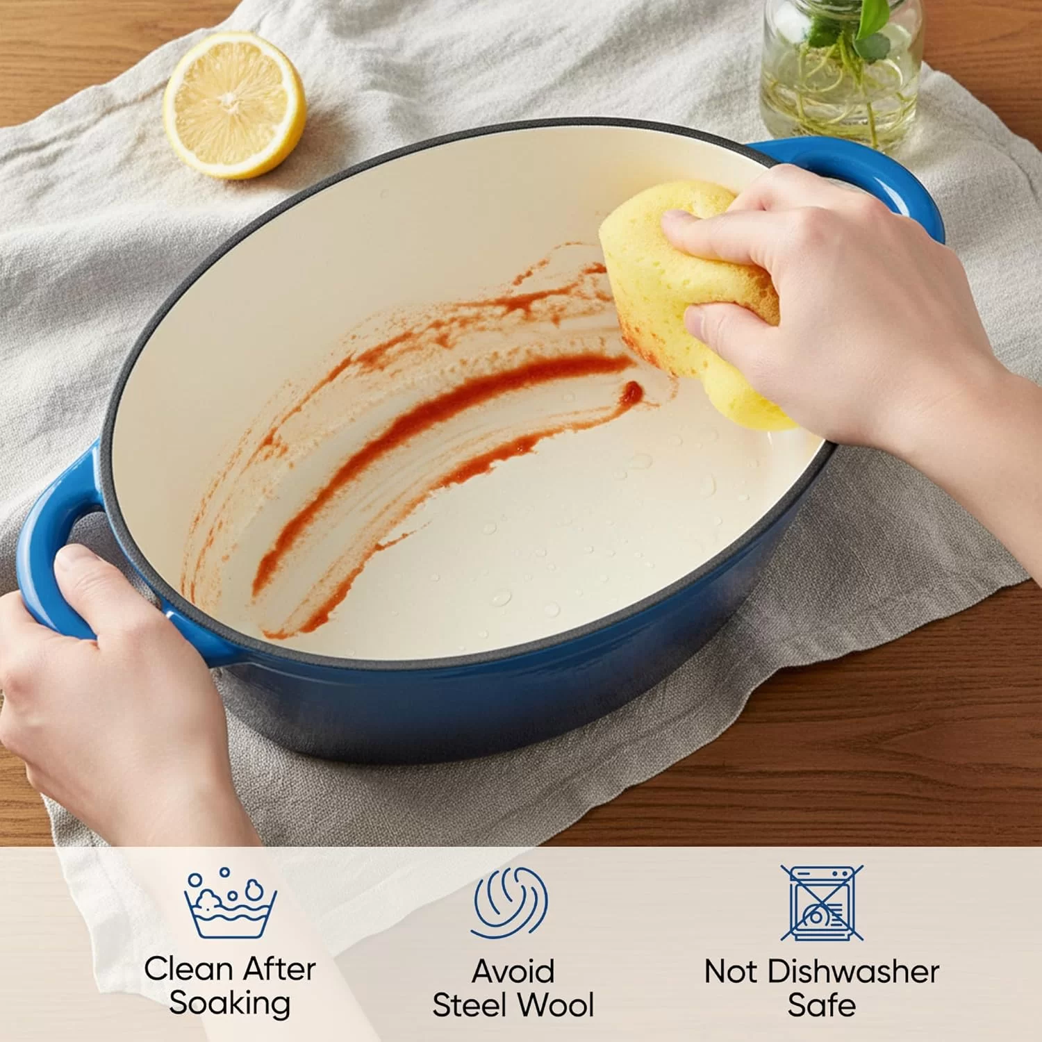 blue cast iron casserole