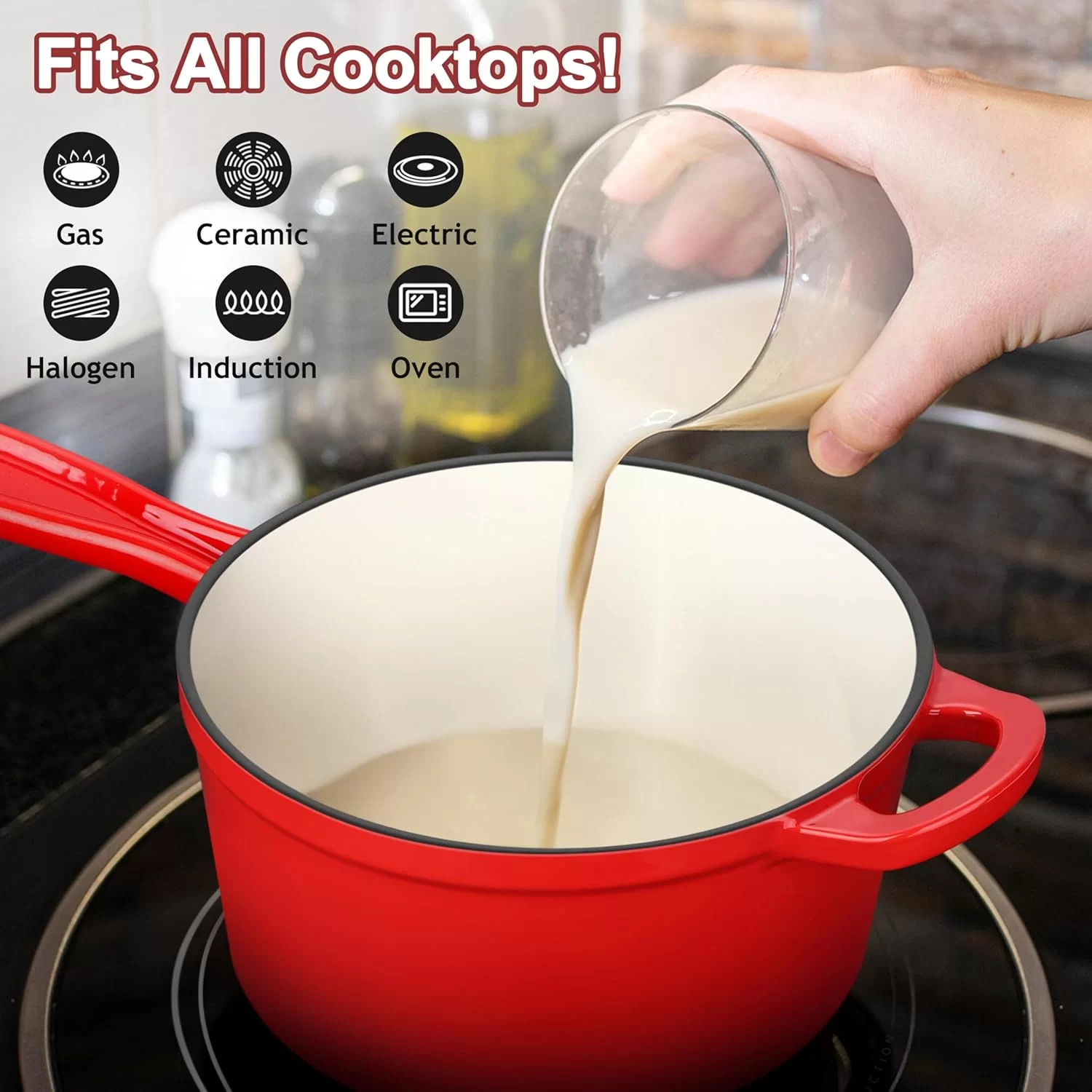 2 Quart Enameled Cast Iron Sauce Pan With Lid