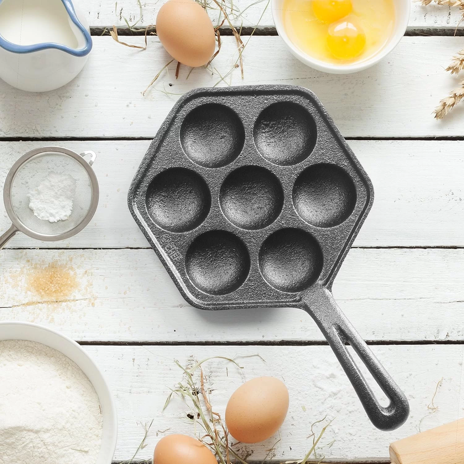 Litoželezna ponev Aebleskiver za štedilnik s stekleno ploščo