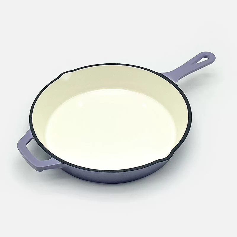 6 white enameled cast iron heart skillet