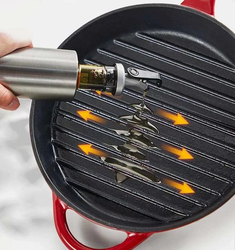 10 Inch Round Enameled Cast Iron Grill Pan