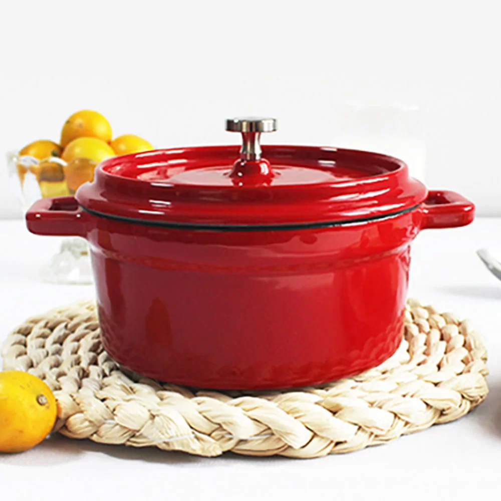 Forno holandês de esmalte pequeno de ferro fundido de 8 onças